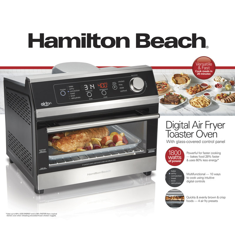 Hamilton Beach Digital Air Fryer Toaster Oven, 6 Slice Capacity, Black